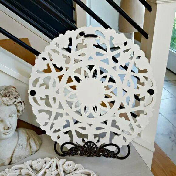 SET/ 2 BOHO Distressed WOOD WALL Medallions - Picture 2 of 6